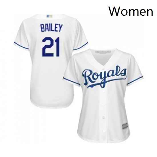 Womens Kansas City Royals 21 Homer Bailey Replica White Home Cool Base Baseball Jersey